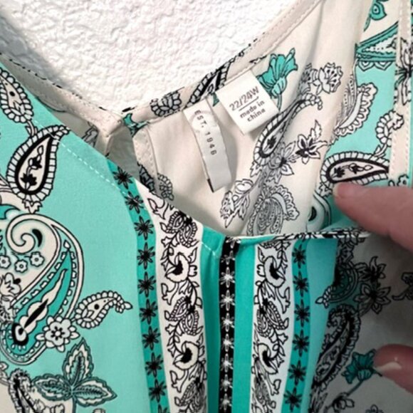 EST. 1946 Womens cold-shoulder blouse, Teal Paisley Print on Cream 22/24W (CATO) - Picture 4 of 10